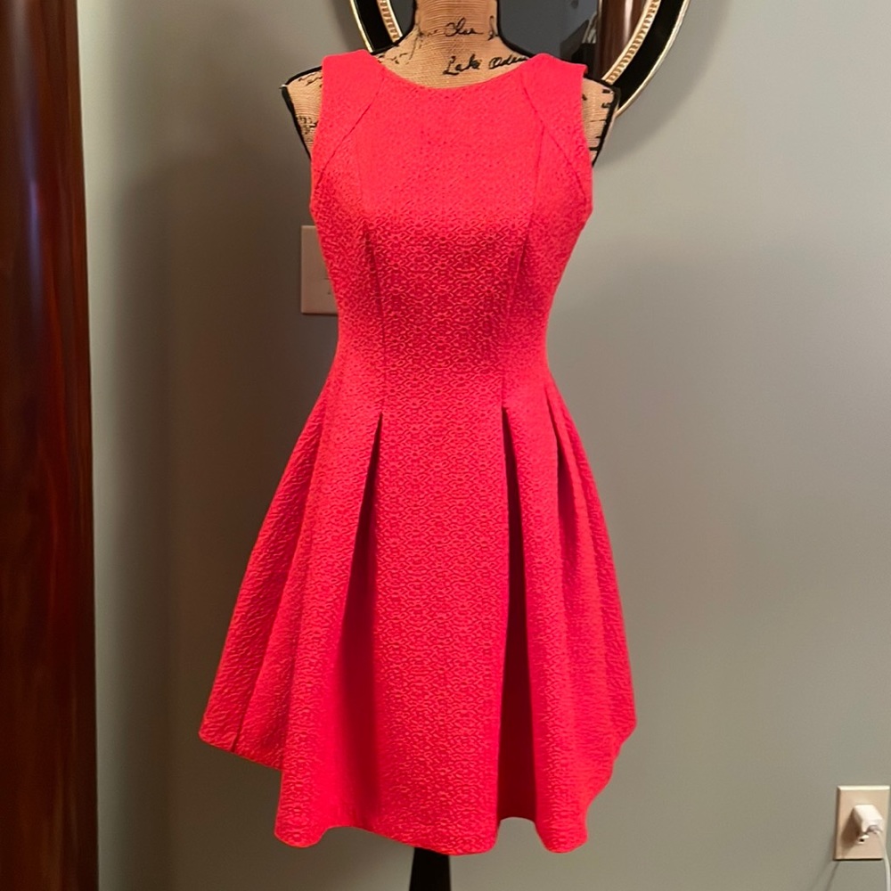 Orsay red quilted style dress size 8 - German brand please see measurements.